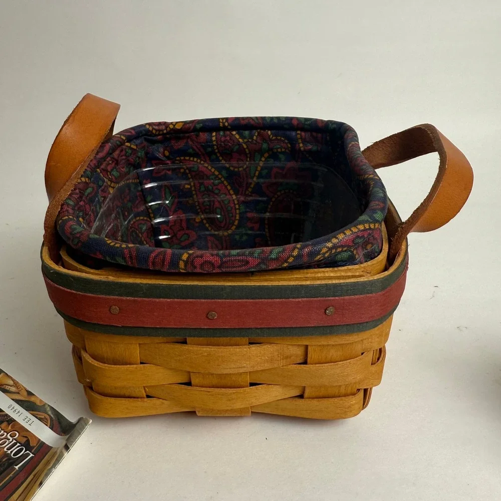 Longaberger 1999 Father's Day Tee Basket Set with Liner Protector and Tees 14940